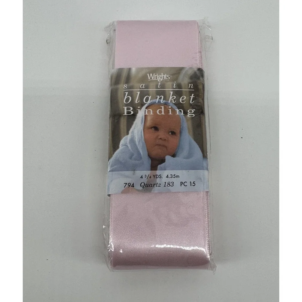 Wrights Satin Blanket Binding Quartz Pink 4 3/4 Yds Baby Quilt Trim Sewing NOS